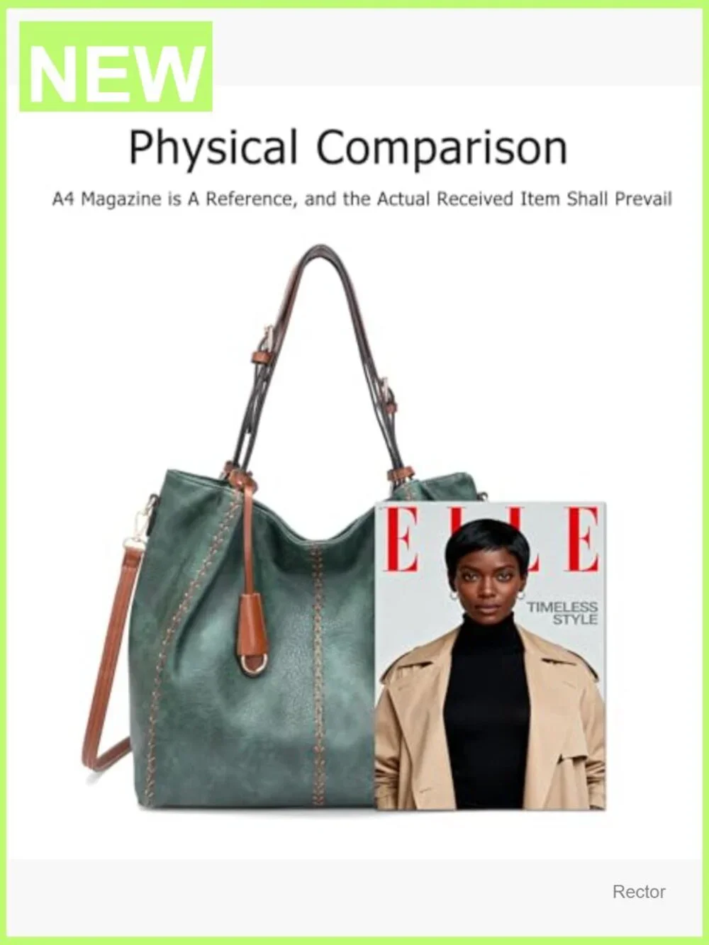 Vintage PU Hobo Shoulder Bag, Bucket Tote with Rivet Detail